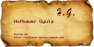 Hofbauer Gyula névjegykártya